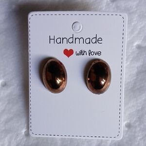 Rose Gold Oval Dome Stud Earrings